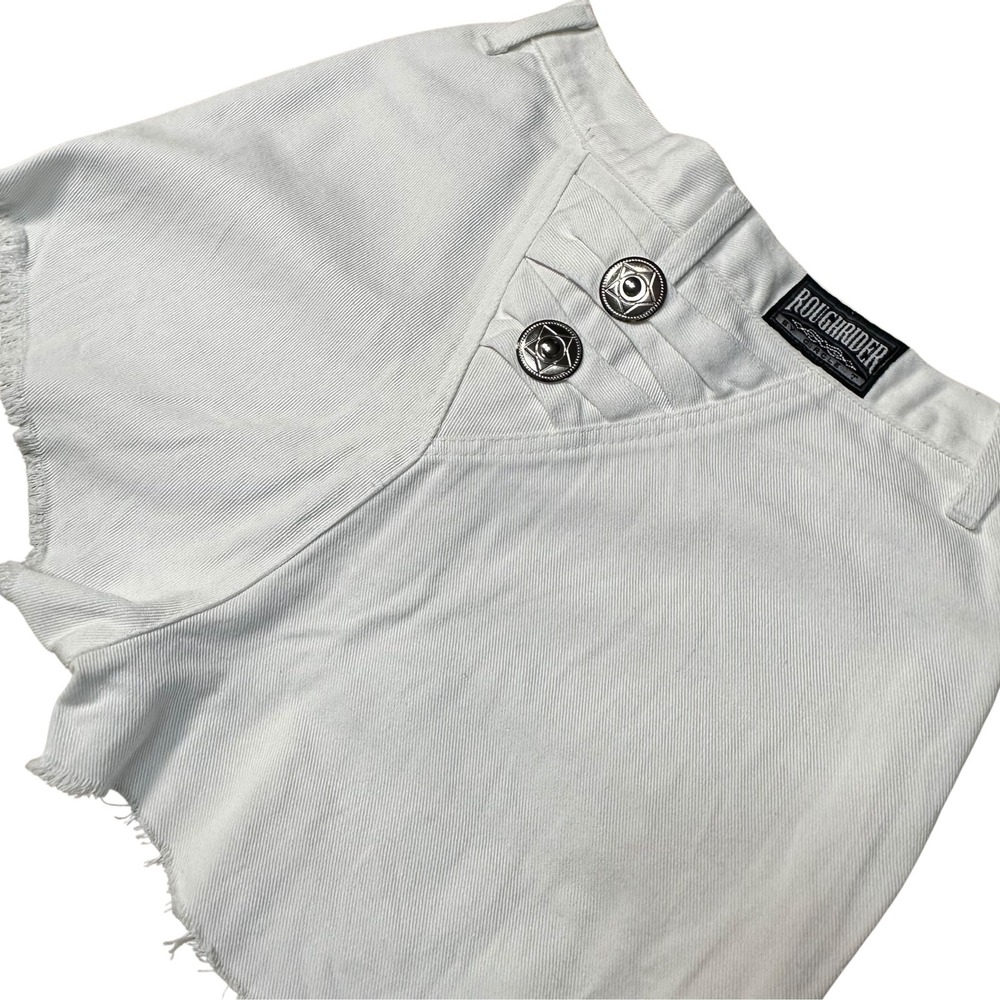 Vintage Roughrider Denim Shorts Women 9/10 White Excellent Western Star Cutoffs